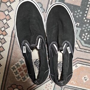 Vans Black and White Slip-On Canvas Shoes